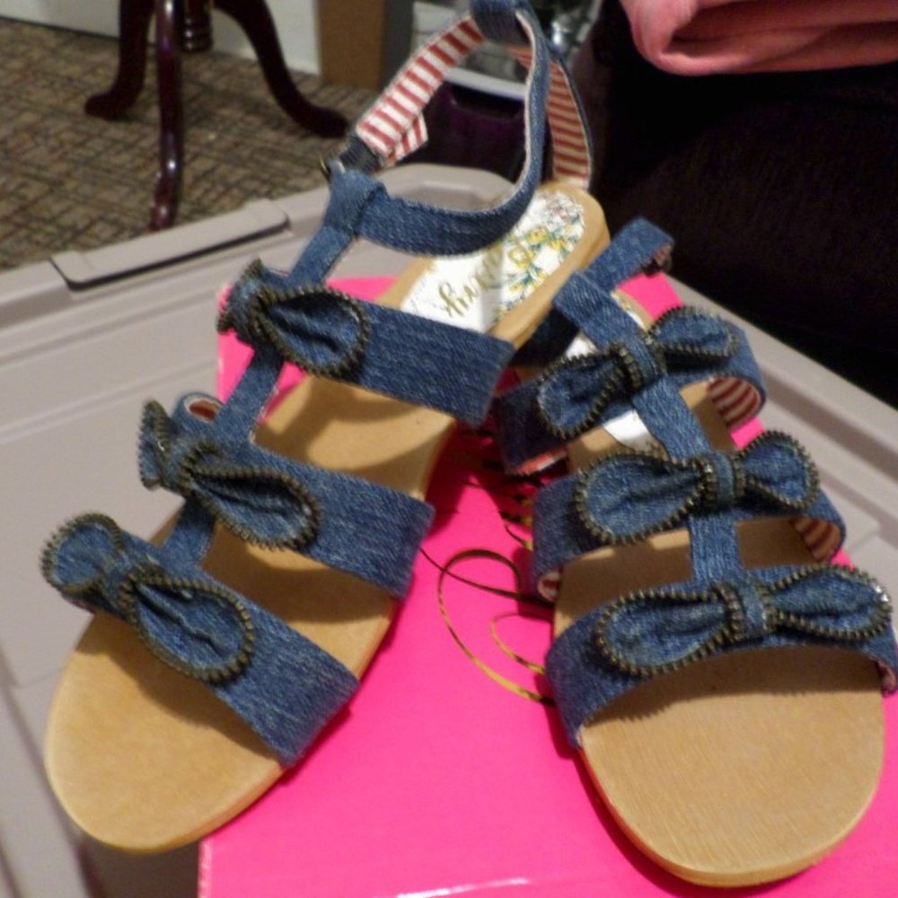 Pastry Blue Denim Bow Gladiator Sandals Sz 8M